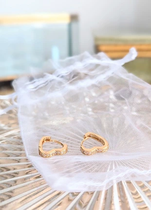 Goldplated Heart Hoops – Zircon Sparkle, marca: LVD, estado: Novo sem etiquetas, €17.50, €19.08 inclui Proteção do Comprador