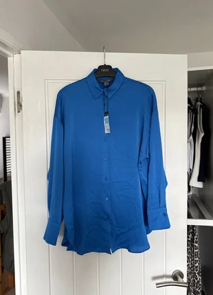 Cobalt blue satin shirt, brand: Primark, condition: New with tags, size: M / UK 12-14, £5.00, £5.95 includes Buyer Protection