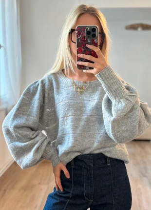 Pull gris en maille col rond, rayé avec fils argenté - boutique indépendante - taille L, marque: Boutique indépendante, état: Très bon état, taille: L / 40 / 12, 13,00 €, 14,35 € Protection acheteurs incluse