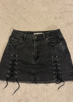 Black Denim Mini Skirt, Lace up Feature, brand: Topshop, condition: Very good, size: S / UK 8-10, £9.99, £11.19 includes Buyer Protection