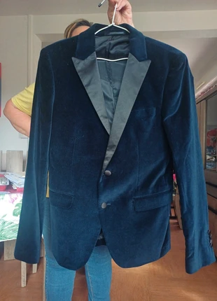 Blazer bleu velour homme M/ Haut de costume, brand: pas de marque, condition: Very good, size: M, €12.00, €13.30 includes Buyer Protection