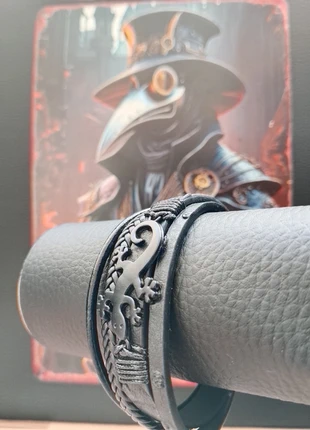 Bracelet noir homme – cuir synthétique avec salamandre, marca: Punk, estado: Nuevo con etiquetas, 4,99 €, 5,94 € Protección al comprador incluida