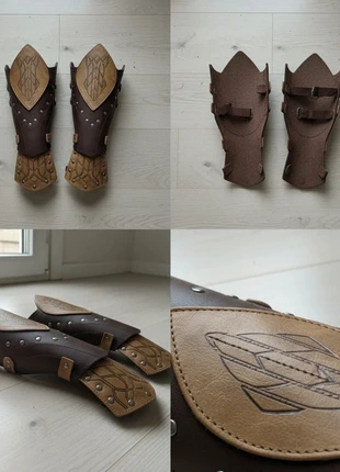 Jambières Médiévales Cuir Brun Beige – Guerrier / Cosplay / Viking / Festival Fantas, merk: Atelier Ysée, staat: Heel goed, maat: M / 38 / 10, € 49,99, € 53,19 inclusief Kopersbescherming Pro