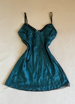Robe en mesh et satin bleu cami avec noeuds - vintage y2k, brand: Vintage Dressing, condition: Very good, size: L / 40 / 12, €16.00, €17.50 includes Buyer Protection Pro