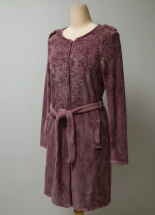 Cardigan/Cappotto da casa in Velluto rosa antico con cerniera e cintura - tg S/M (93cm), brand: Vintage Dressing, condizioni: Ottime, taglia: S / IT 40 / EU 36, €6.50, €7.53 include la Protezione acquisti