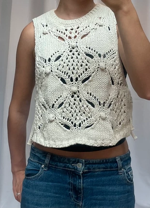 Pull sans manche en laine grosse maille, estado: Muito bom, tamanho: S / 36 / 8, €8.00, €9.10 inclui Proteção do Comprador