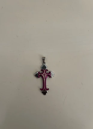 pink silver cross necklace charm, brand: Trendy, condition: Good, £3.00, £3.85 includes Buyer Protection