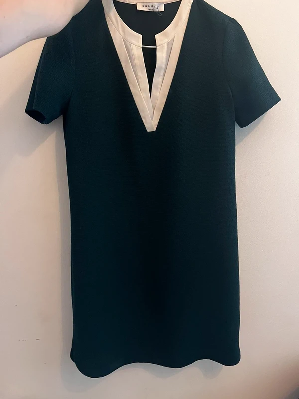Robe habillée verte foncée avec effet chemisier - photo numéro 3