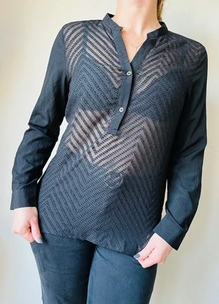 Blouse manche longue motif relief transparent Mim long sleeve S M 36 38 noir, brand: Mim, condizioni: Ottime, taglia: M / IT 42 / EU 38, €5.00, €5.95 include la Protezione acquisti
