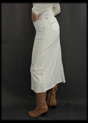 Jupe midi en jean blanc Freeman T. Porter Coton rétro 2000s - Taille S, marke: Vintage Dressing, zustand: Sehr gut, größe: S / 36 / 8, 12,00 €, 13,30 € inklusive Vinted-Käuferschutz