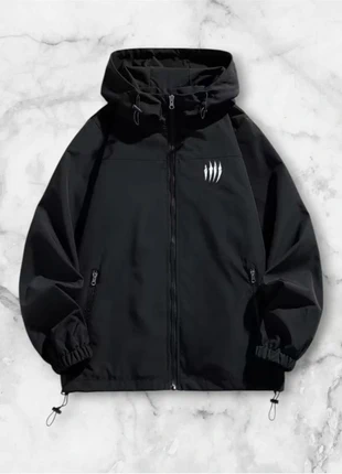 Veste coupe-vent noire à capuche avec motif griffures blanches taille M style streetwear y2k vintage, marque: y2k, état: Très bon état, taille: M, 40,00 €, 42,70 € Protection acheteurs (Pro) incluse