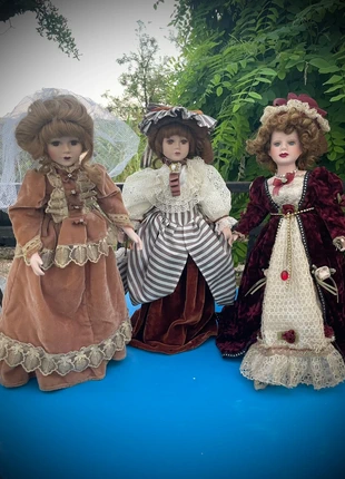 Lot de 3 poupées anciennes en porcelaine / style victorien, merk: Vintage Dressing, staat: Goed, maat: Universeel, € 28,00, € 30,10 inclusief Kopersbescherming Pro