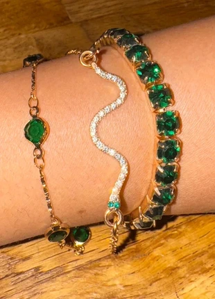 Parure de trois bijoux vert/doré, brand: Bracelet, condition: New without tags, €3.99, €4.89 includes Buyer Protection
