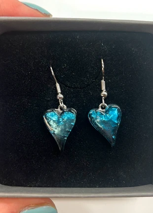 Blue and silver handmade heart earrings, brand: Vintage Love, condition: New with tags, €19.50, €21.18 includes Buyer Protection