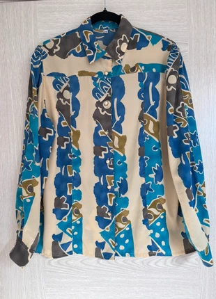 Camisa vintage estampada en tonos azules y beige 💙 Talla 38/M Coquette, marque: Vintage Dressing, état: Très bon état, taille: M / 38 / 10, 9,60 €, 10,78 € Protection acheteurs incluse