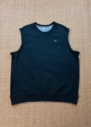 Pull Russell Athletic gilet sans manches noir logo brodé Premium Fleece USA 2000s mixte XL #0382, brand: Russell Athletic, condizioni: Ottime, taglia: XL, €30.00, €32.20 include la Protezione acquisti Pro