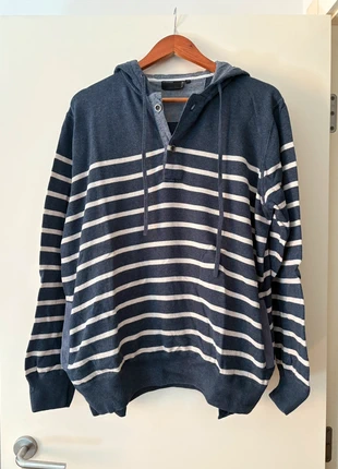 Camisola Quebramar com Capuz - XL- azul com riscas, marca: Quebramar, estado: Muito bom, tamanho: XL, €9.00, €10.15 inclui Proteção do Comprador