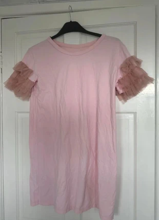 Ladies Oversized Pink Ruffle Tutu Shoulder T-Shirt Top Blouse 8 10 12 14, brand: Made In Italy, condition: Very good, size: M / UK 12-14, £1.50, £2.28 includes Buyer Protection