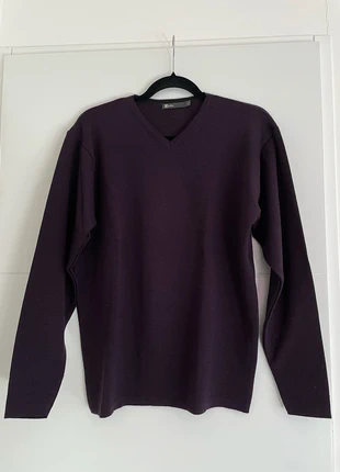 Pull manche longue col V violet en laine, merk: Jules, staat: Heel goed, maat: L, € 8,90, € 10,05 inclusief Kopersbescherming