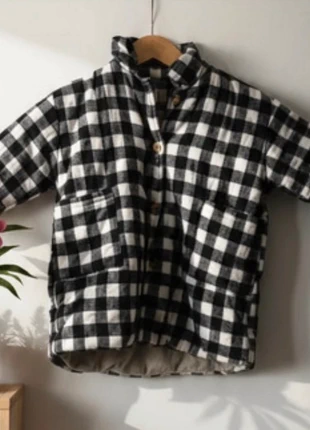Veste Manteau à Carreaux Noir & Blanc | Taille 120 (5-6 ans), brand: kumai, condition: New without tags, size: 6 years / 116 cm, €12.00, €13.30 includes Buyer Protection