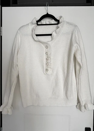 Pull blanc avec petits boutons chic, brand: Purple Queen, condition: Very good, size: M / 38 / 10, €3.00, €3.85 includes Buyer Protection