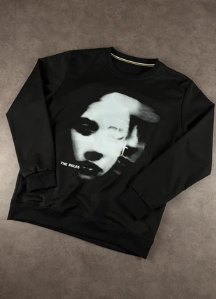 Sweat oversize, crewneck Y2K en coton gris à motif portrait blanc - 2000’s, brand: Aesthetic, condition: Very good, size: L, €30.00, €32.20 includes Buyer Protection Pro