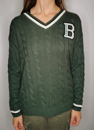 Pull Torsadé Ardene – vert kaki torsadé – col V – style universitaire – Taille S, marque: ardene, état: Très bon état, taille: S / 36 / 8, 10,00 €, 11,20 € Protection acheteurs (Pro) incluse