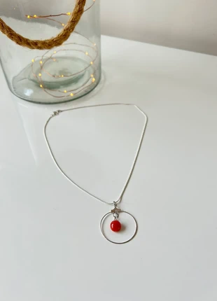Collier avec un pendentif rouge et anneau argenté, brand: Rouge, condition: Very good, €1.00, €1.75 includes Buyer Protection