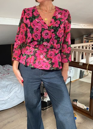 Chemise noire à fleur rose, brand: Goa, condition: New with tags, size: L / 40 / 12, €20.00, €21.70 includes Buyer Protection