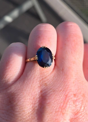 Bagues or 18 carats avec saphir, marca: Fait Main, estado: Novo sem etiquetas, tamanho: 17,3 mm Ø / 14,5, €200.00, €210.70 inclui Proteção do Comprador