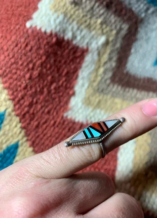 Bague argent navajo turquoise corail vintage marqueterie de pierres, brand: Navajo, condition: New without tags, size: 15.7 mm Ø, €59.00, €62.65 includes Buyer Protection Pro