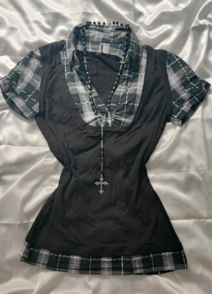 🖤 Gloomy Coquette Plaid Tee XS Size, marque: COQUETTE, état: Très bon état, taille: XS / 34 / 6, 22,00 €, 23,80 € Protection acheteurs incluse