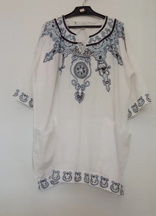 Maxi camicia / casacca in lino con ricami boho chic, marke: Boho Chic, zustand: Sehr gut, größe: XL / 42 / 14, 5,00 €, 5,95 € inklusive Vinted-Käuferschutz
