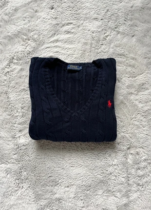 Pull Torsadé Ralph Lauren Col V Bleu Marine| Taille XS, marque: Ralph Lauren, état: Très bon état, taille: XS / 34 / 6, 50,00 €, 53,20 € Protection acheteurs incluse