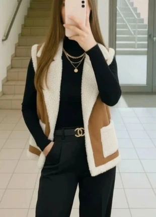 Gilet sans manches camel doublé en moumoute – Taille S, marque: belina, état: Très bon état, taille: S / 36 / 8, 36,60 €, 39,13 € Protection acheteurs incluse