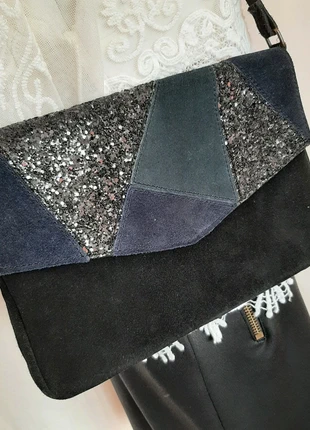 Sac pochette cuir noir/bleu Promod💙, marque: Promod, état: Très bon état, 6,90 €, 7,95 € Protection acheteurs incluse