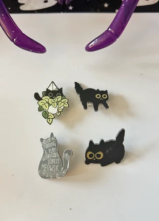 Set of 4 Cute Black Cat Plastic Pins Novelty Brooch Lot, brand: Unbranded, condition: New without tags, £4.00, £4.90 includes Buyer Protection