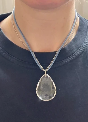 Vintage 2000s cord and silver chain necklace with Crystal Pendant, brand: Timeless, condition: Very good, £5.00, £5.95 includes Buyer Protection