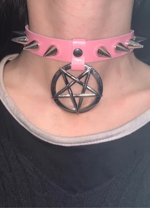 Choker rosa con stella pentagono, marque: Alchemy Gothic, état: Neuf sans étiquette, 7,00 €, 8,05 € Protection acheteurs incluse