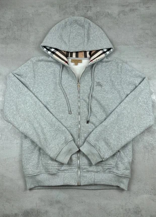 Sweat zippé capuche Burberry homme coton | gris chiné doublure check logo gris brodé | Taille XL, brand: Burberry, condition: Very good, size: XL, €200.00, €210.70 includes Buyer Protection