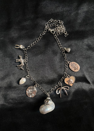 Charm pendant silver necklace natural shell pearl heart rose bow leopard, brand: & Other Stories, condition: New without tags, £18.00, £19.60 includes Buyer Protection