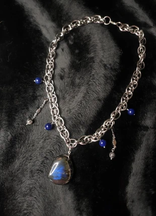 Collier en Labradorite, agate bleu et acier inoxydable, marke: Lussypurr, zustand: Neu, 50,50 €, 53,73 € inklusive Vinted-Käuferschutz