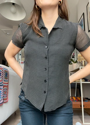 Chemise en soie noire, merk: Allison Taylor, staat: Heel goed, maat: S / 36 / 8, € 15,00, € 16,45 inclusief Kopersbescherming