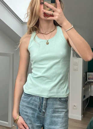 débardeur turquoise coton, merk: Kiabi, staat: Heel goed, maat: XS / 34 / 6, € 3,00, € 3,85 inclusief Kopersbescherming