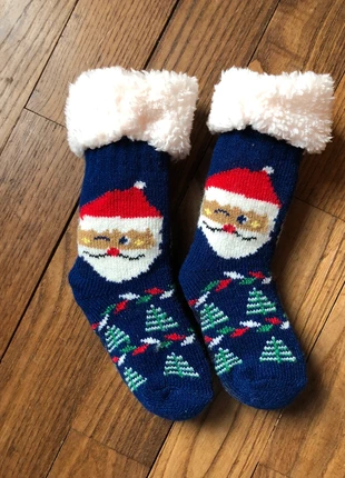 Chaussettes père Noël bleues antidérapante neuves, estado: Novo sem etiquetas, tamanho: 19-21, €2.00, €2.80 inclui Proteção do Comprador