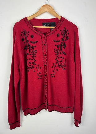 Vintage Kathie Lee Red Beaded Cardigan XL 16-18 Christmas Party Knit Retro Rare Find, brand: Kathie Lee, condition: Good, size: L / UK 16-18, £18.00, £19.60 includes Buyer Protection