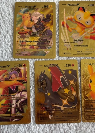 Lot de 5 cartes Pokémon dorées – Pikachu & Dracaufeu V, marque: Pokémon, état: Neuf avec étiquette, 7,00 €, 8,05 € Protection acheteurs incluse