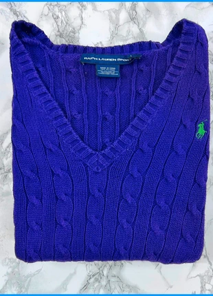 Sweat/Pull Cable Knit ,Torsadé Ralph Lauren Violet / Logo brodé Vert / Taille L Femme, marca: Ralph Lauren, estado: Muy bueno, tamaño: L / 40 / 12, 50,00 €, 53,20 € Protección al comprador incluida
