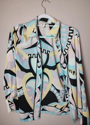 Rachel Zoe Pastel Abstract Print Silky Blouse - Size M - Retro Psychedelic, brand: Rachel Zoe, condition: Very good, size: M / 38 / 10, €9.00, €10.15 includes Buyer Protection
