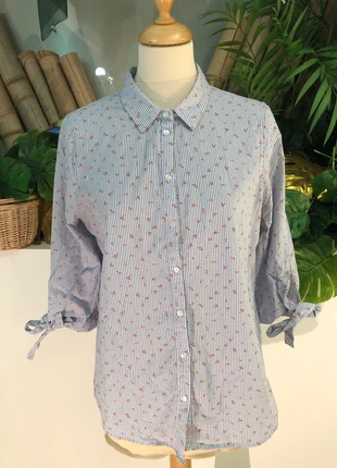 Chemisier fleurie rayures bleu manches 3/4 Millenium taille L, marca: Millenium, estado: Muito bom, tamanho: L / 40 / 12, €1.00, €1.75 inclui Proteção do Comprador Pro